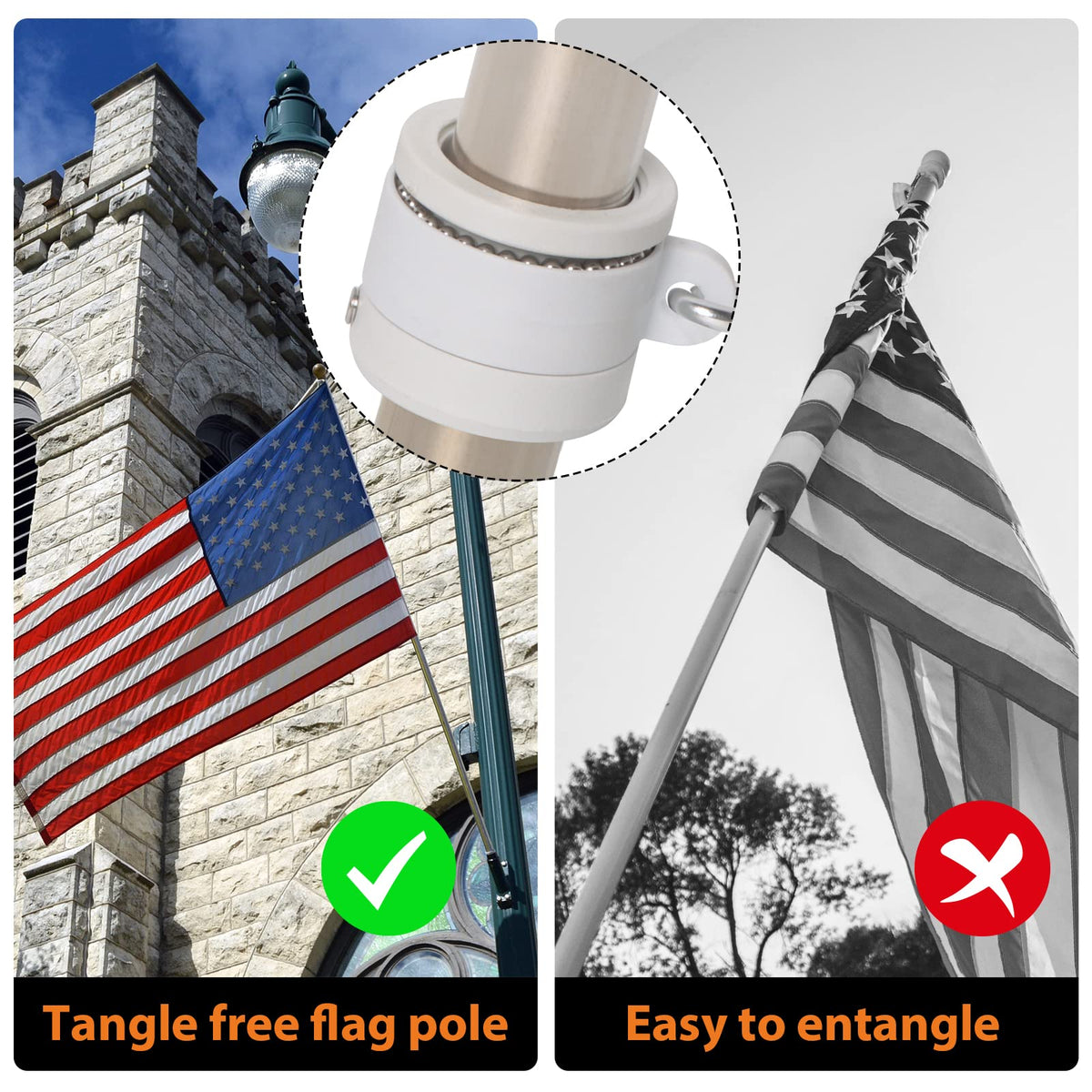 NELXINJO bearing tangle-free design enables smooth flag rotation