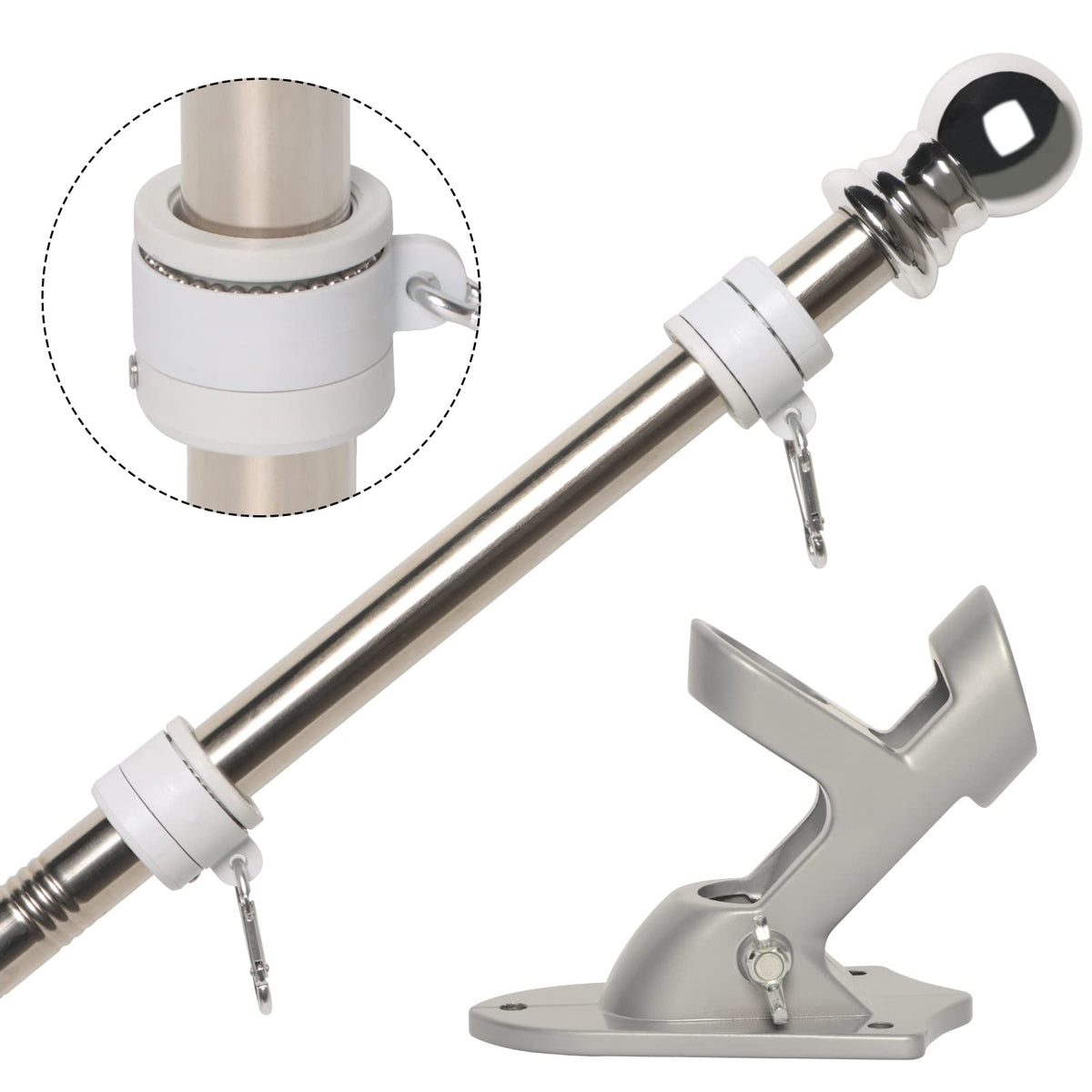 NELXINJO flag pole kit in stainless steel for a durable 6ft outdoor mount