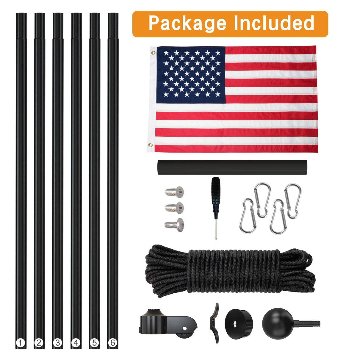 NELXINJO wind-tested flag pole withstands up to 100 MPH winds with a single flag.