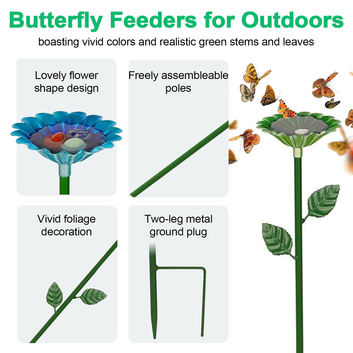 Nenkarn flower-shaped bee watering station blue invites bees and butterflies to drink gracefully.