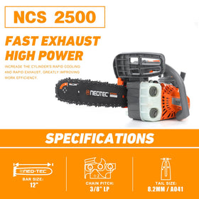 NEO-TEC 25.4cc engine delivers strong cutting power in tight spaces.