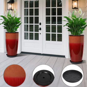 Neoaider fiery red tall planter with saucer, catches runoff and protects surfaces