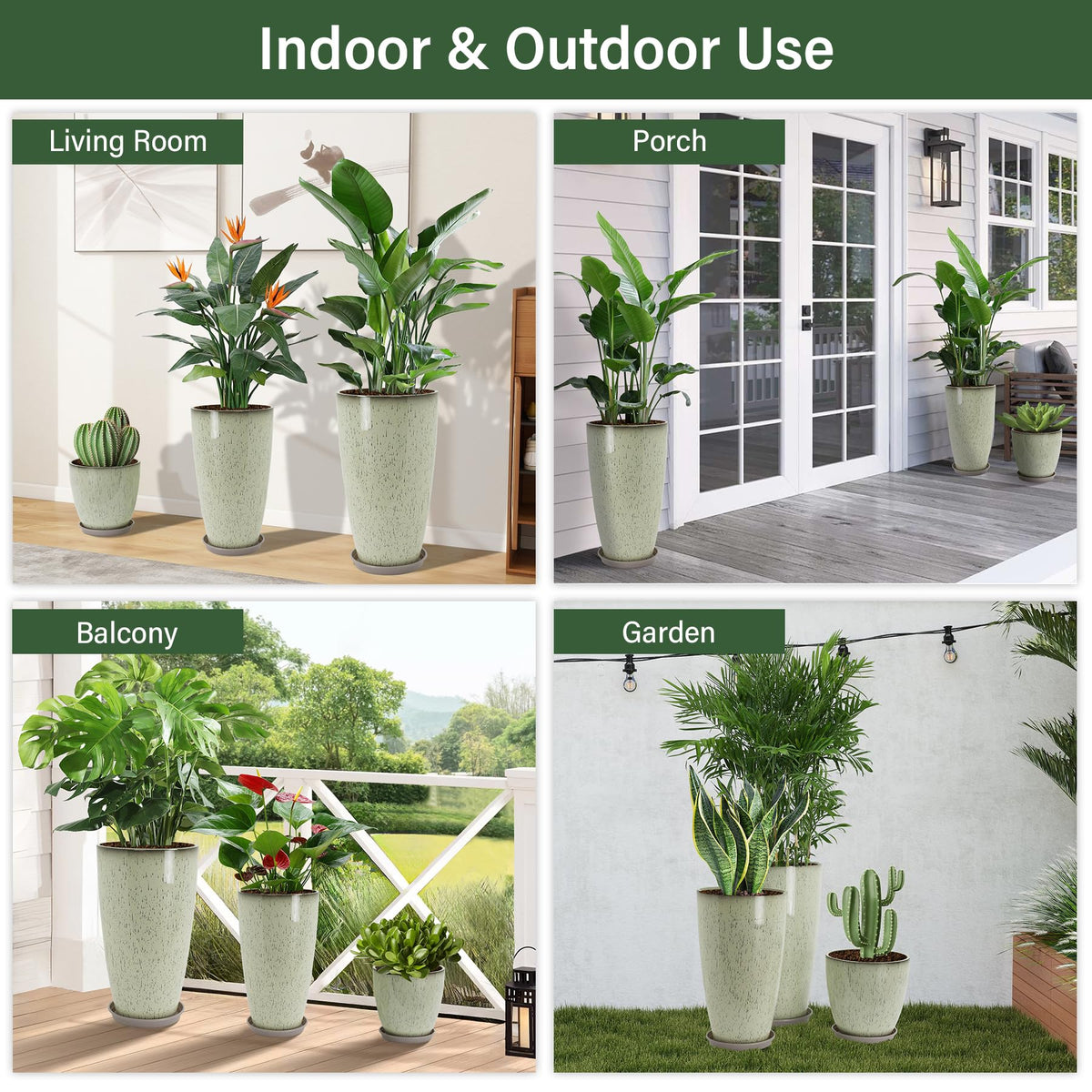 Neoaider balance planter lightweight ceramic-look alternative for easy repositioning.