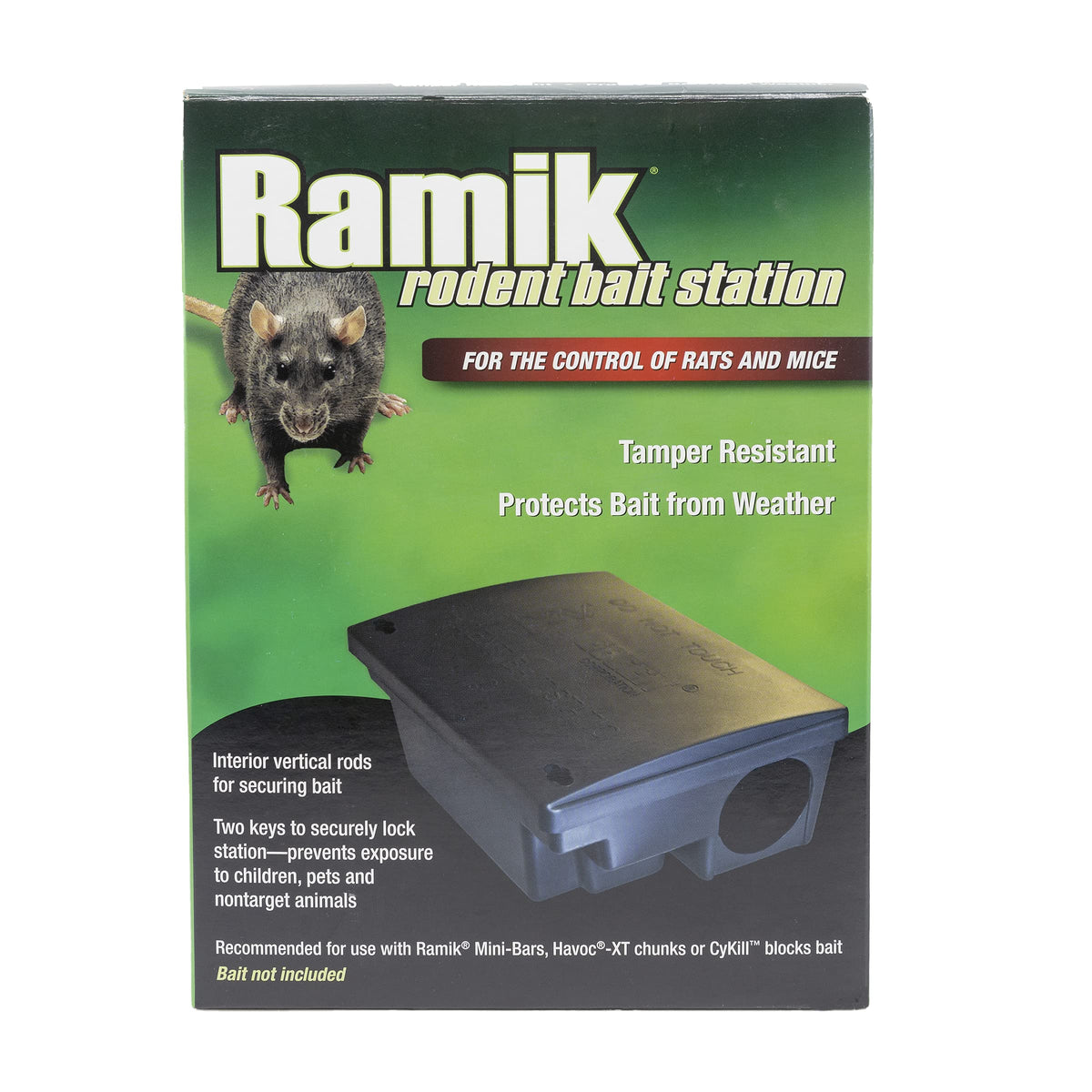 Tamper-resistant lock on Neogen 000550 rodent bait station.