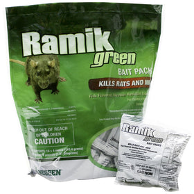 Neogen Ramik Green Nuggets bait pouch closeup showing half-inch pellets