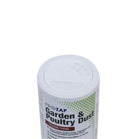 Neogen Prozap Garden & Poultry Dust applied to crops for insect control.