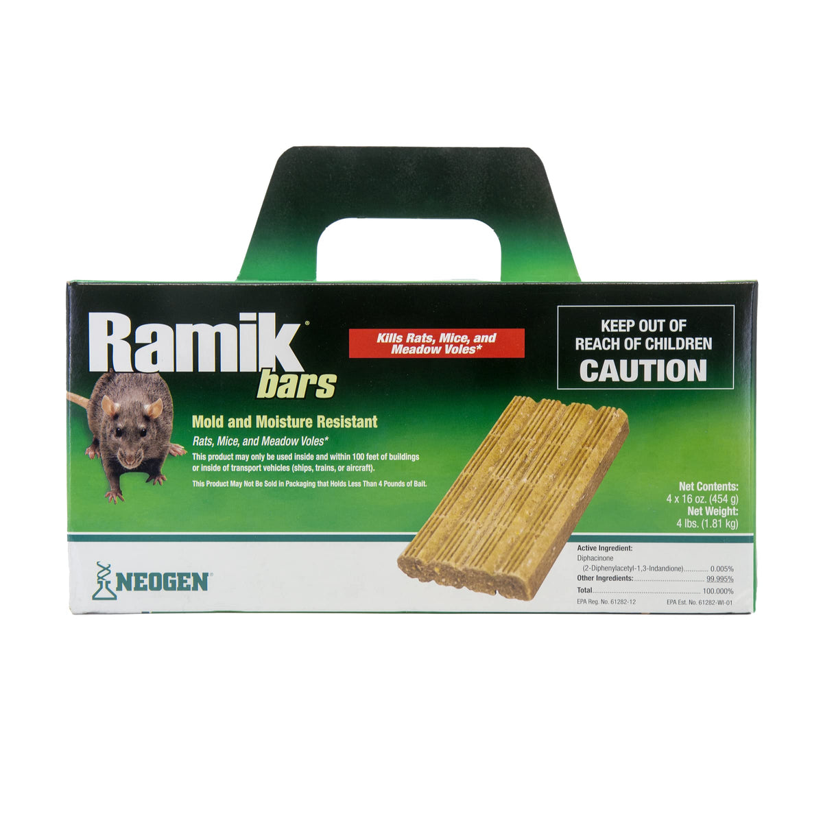 Neogen Ramik Bars 4-bar pack for versatile rodent control along walls.