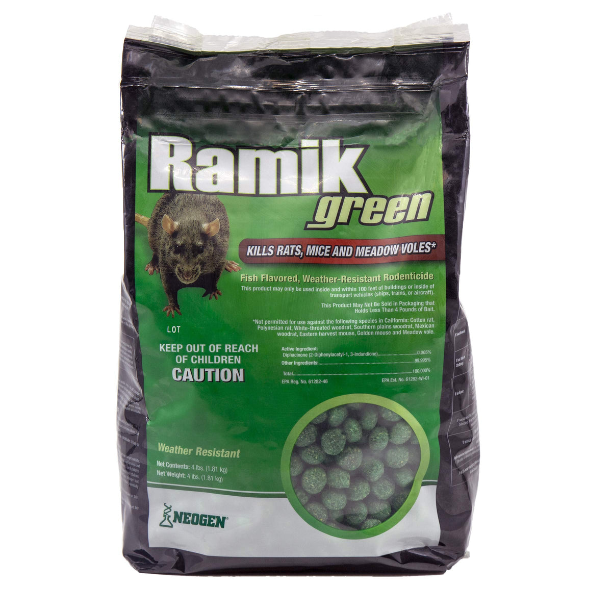 Neogen Ramik Green nuggets 4 lb bag for home rodent control