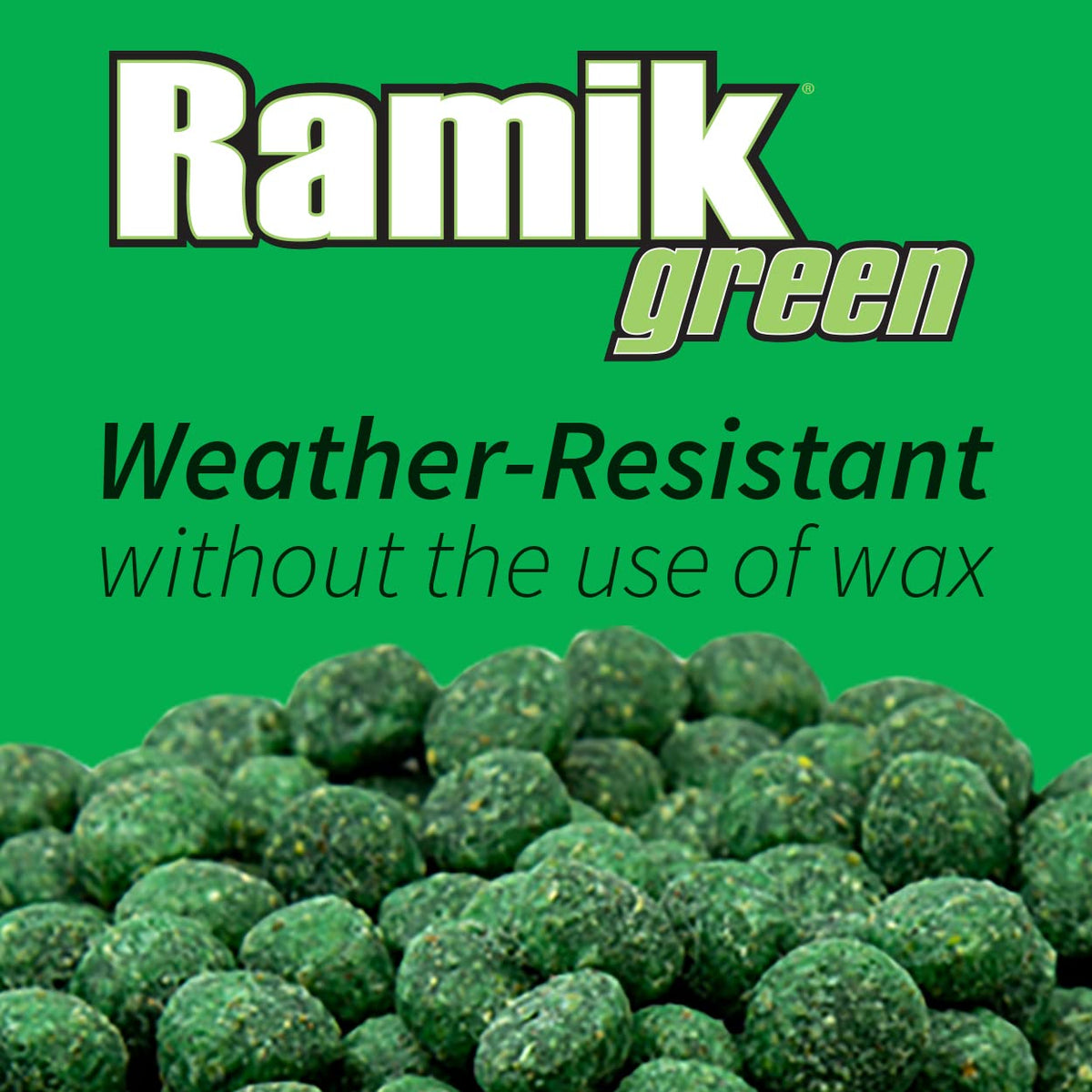 Neogen Ramik Green pellets designed for outdoor weather resistance against rats and mice.