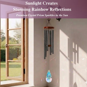 NEONGRAND wind chime sparkles in sunlight with rainbow reflections for patios.