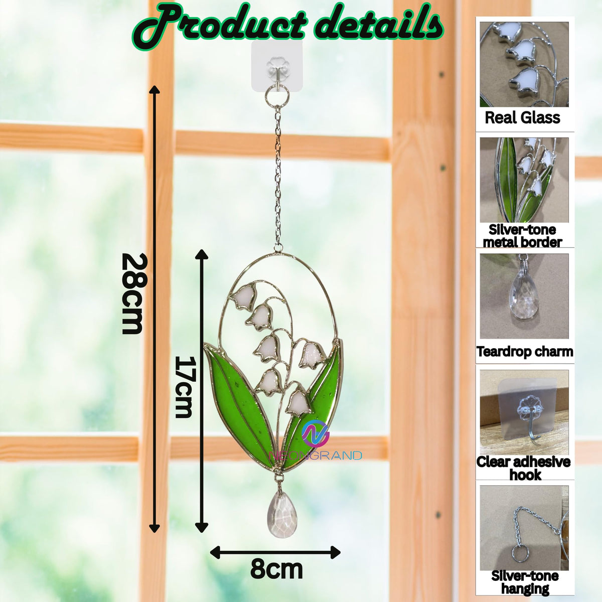 NEONGRAND stained-glass flower suncatcher adds handcrafted charm to home decor.
