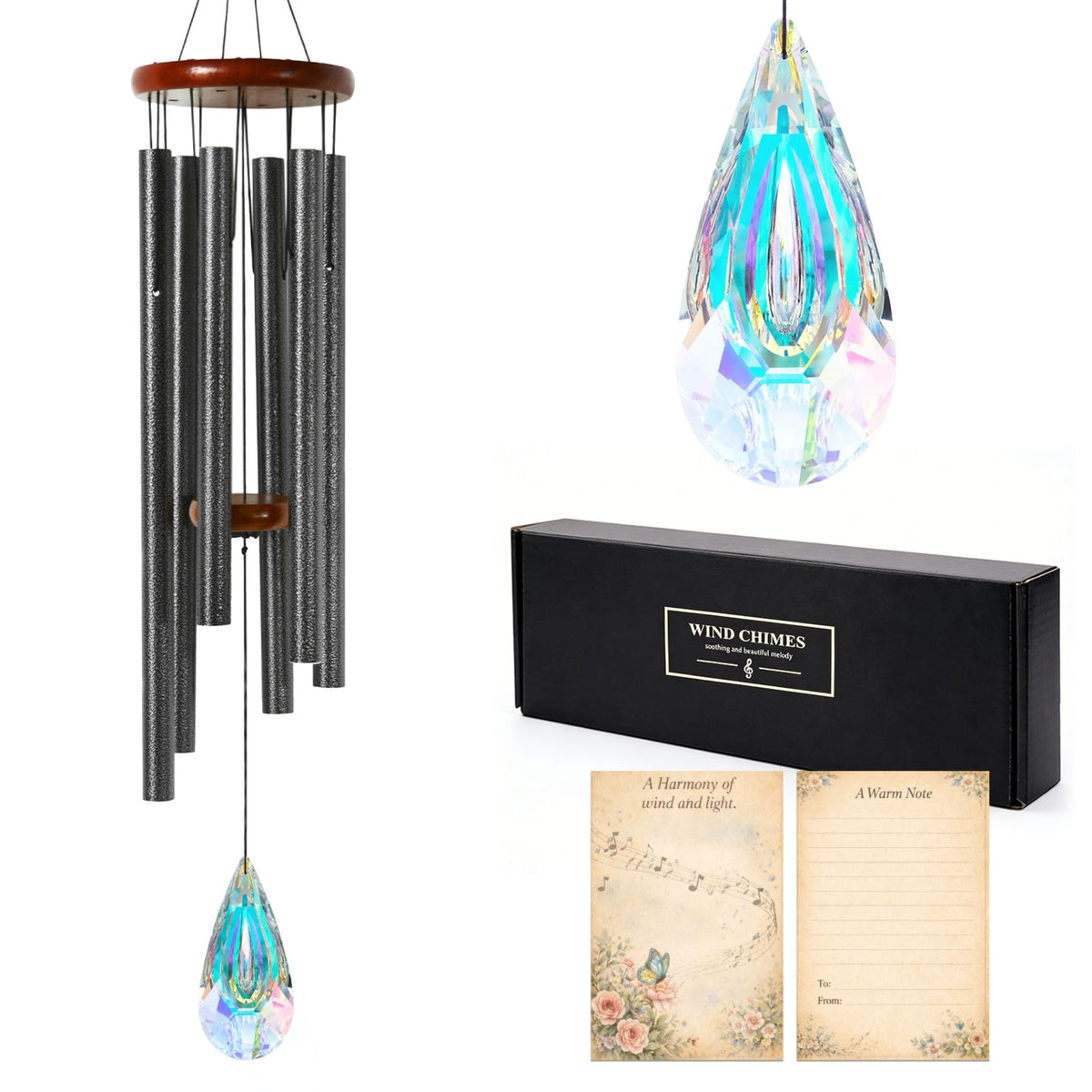 NEONGRAND wind chime with wooden top enhances outdoor entrances with subtle elegance.