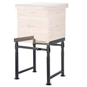 Neorexon hive stand fits most standard hives via width adjustment.