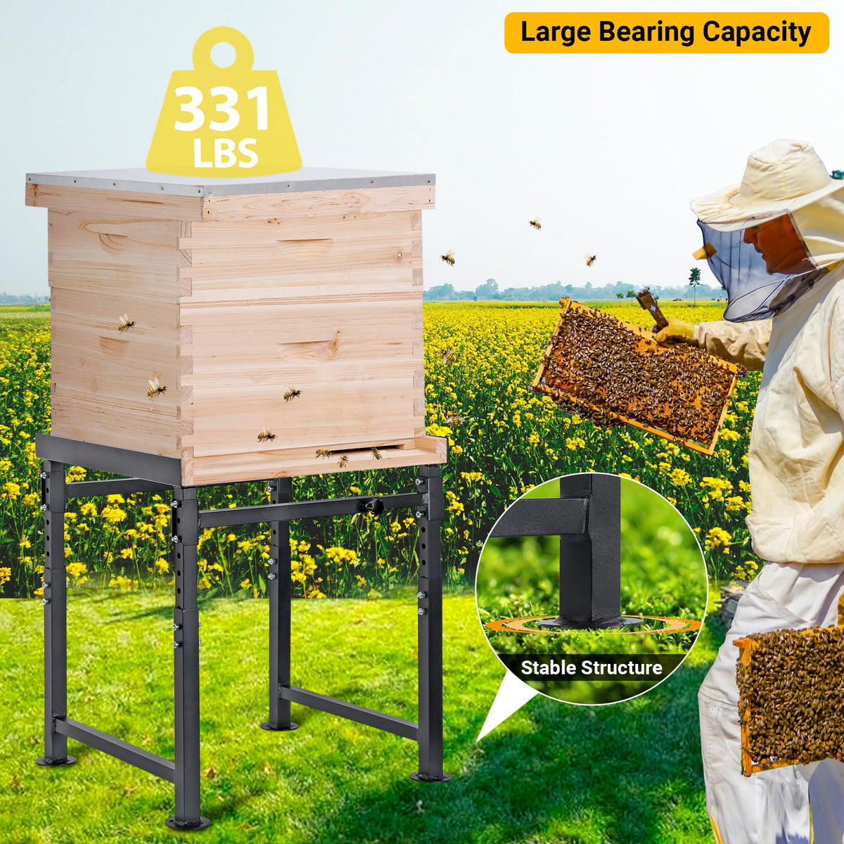 Neorexon hive stand base provides stable support.