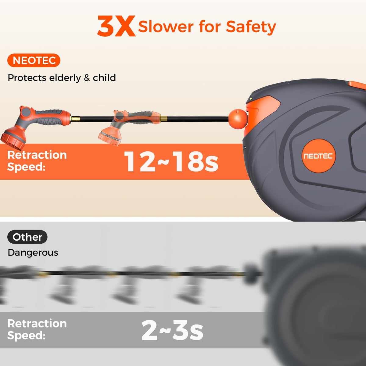 NEOTEC UV-resistant shell protects the reel from sun and weather.
