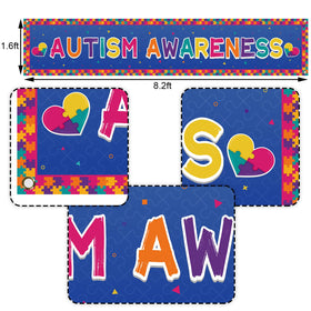 Nepnuser autism banner corner grommets for easy wind-resistant hanging.