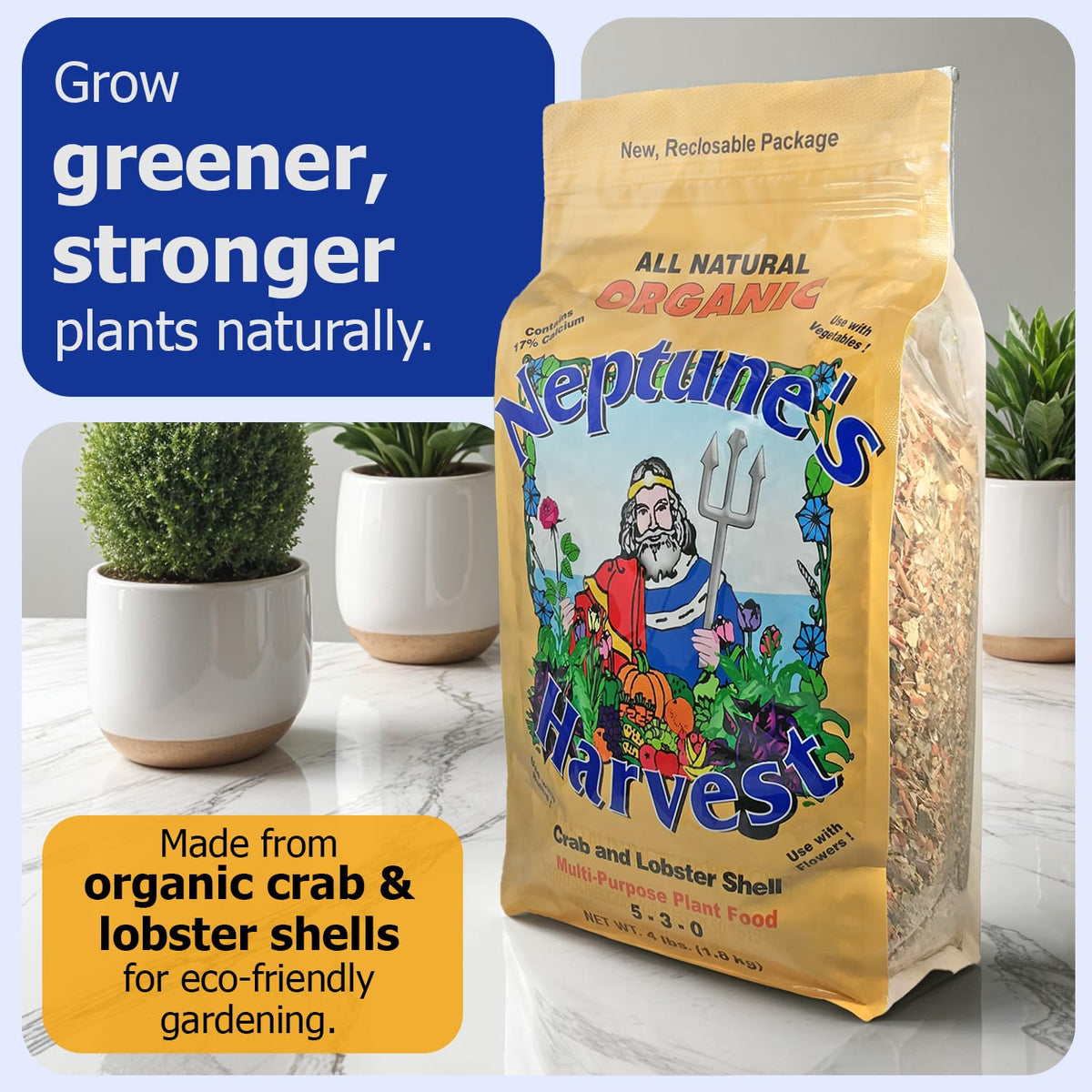 Neptune's Harvest Kelp Meal 1-0-2 enhances nutrient absorption and soil structure