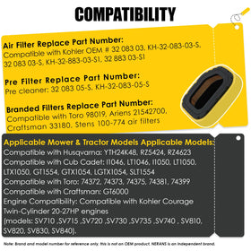 Nerans four-pack air filters simplify mower maintenance.