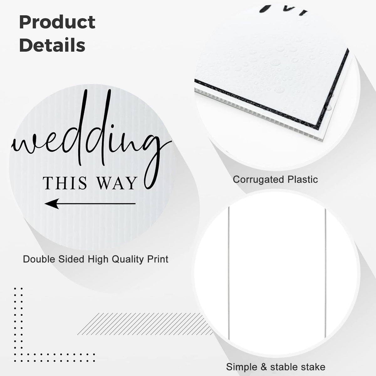 Nerjan wedding direction arrow sign with metal stakes for sturdy outdoor setup