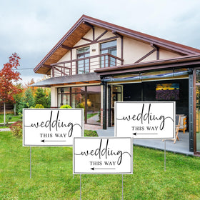 Nerjan wedding direction arrow sign placed along pathways for smooth guest flow