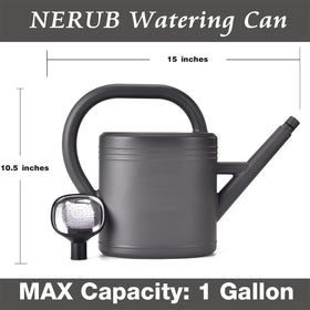 NERUB grey watering can outdoors with sprinkler head for garden use