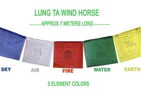 Nervana prayer flag five-element color palette highlighting symbolism.