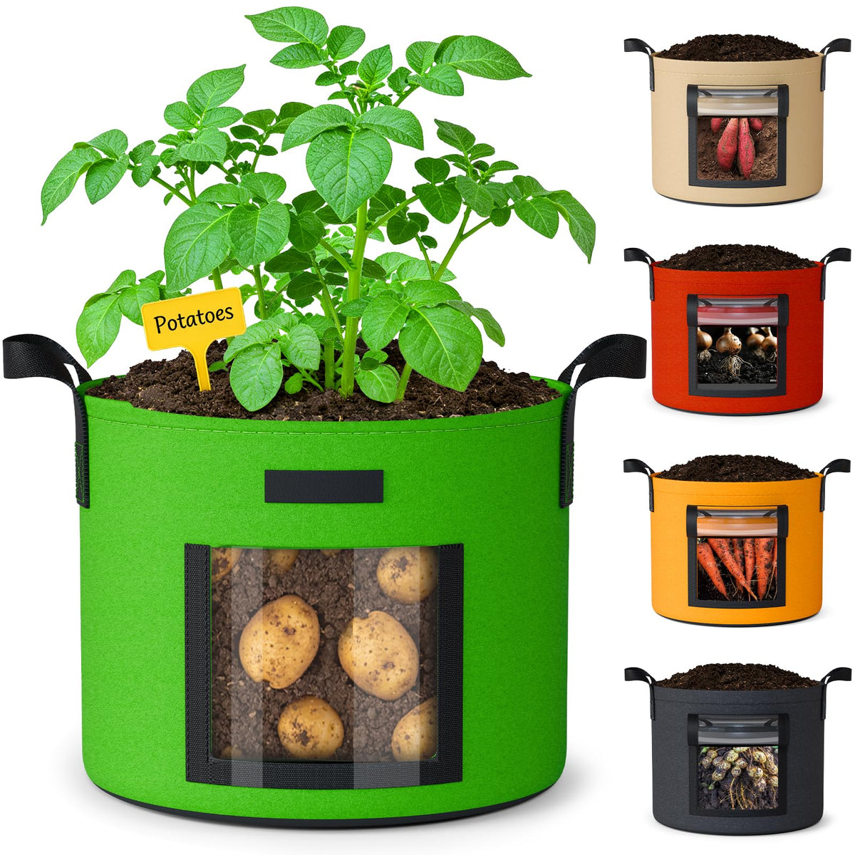 NESSTU 10-gallon potato grow bag with harvest window for easy monitoring