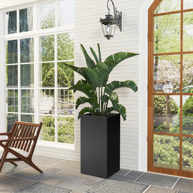 Nessxa tall metal planter box with modern design enhancing outdoor décor.