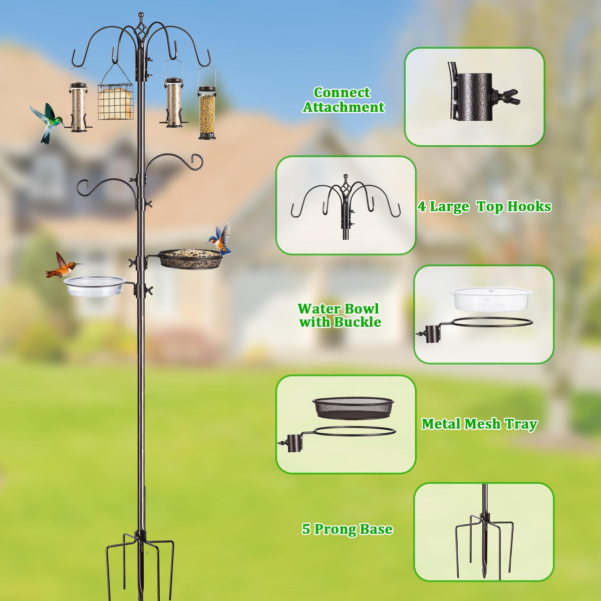 NestShld bird bath-mesh-tray provides a metal mesh feeder surface and a plastic bath tray.