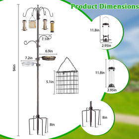 NestShld stand with six hooks offers versatile hanging options for feeders, lights, or plants.