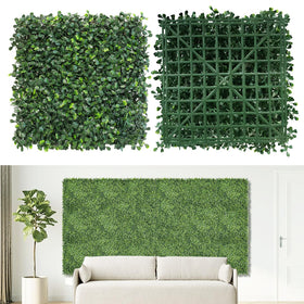 NETAP artificial grass wall panel 10x10 with dense boxwood leaves for quick indoor or outdoor greenery.