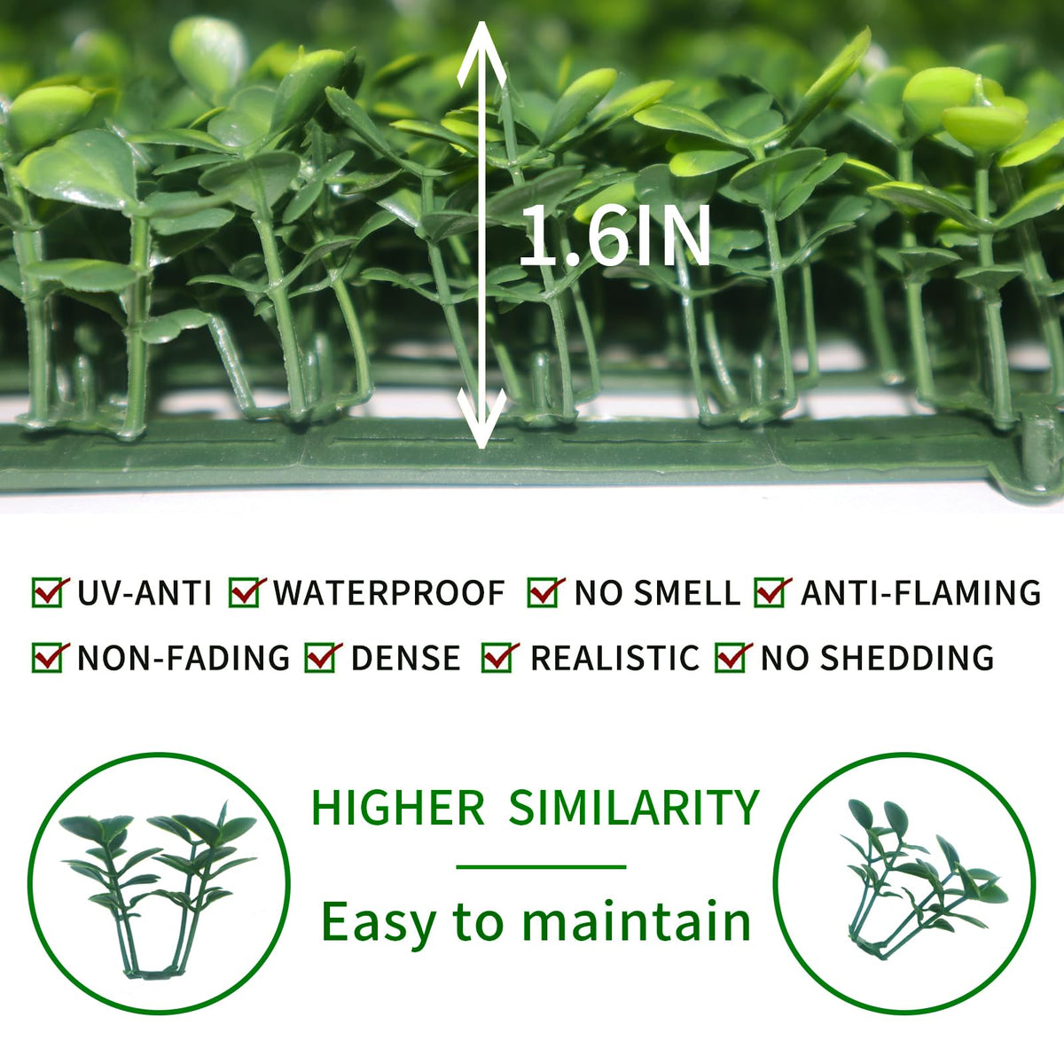 NETAP boxwood leaves close-up highlights realistic detail suitable for fence or wall decor.
