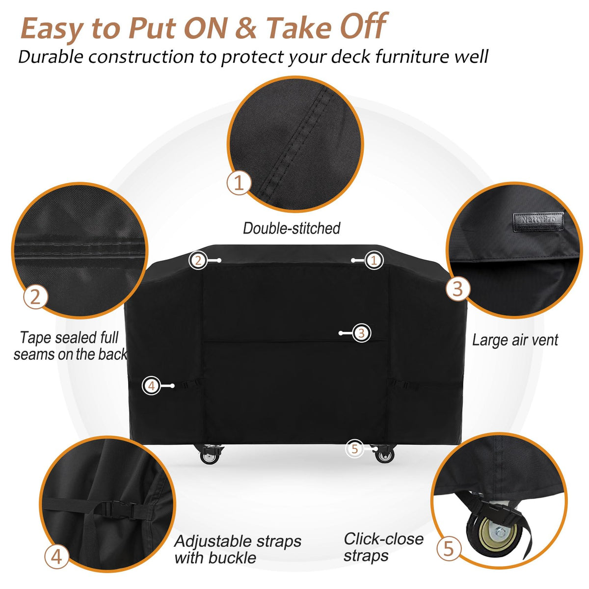 NettyPro griddle cover front vent design helps reduce condensation under the cover.