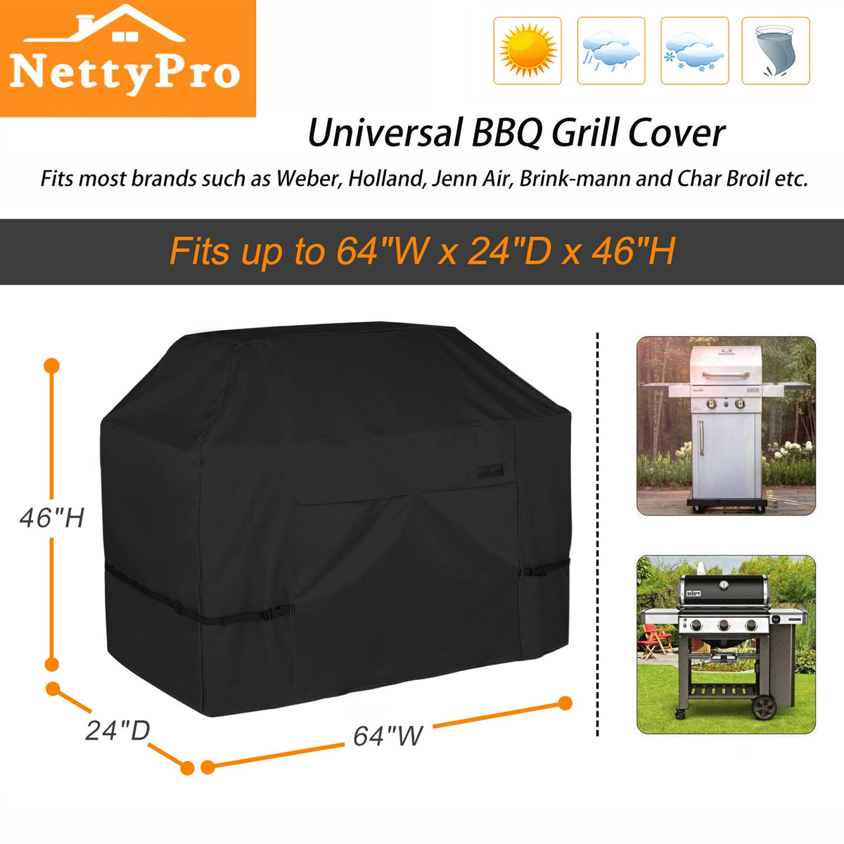 NettyPro bottom buckles keep the cover tight in wind.