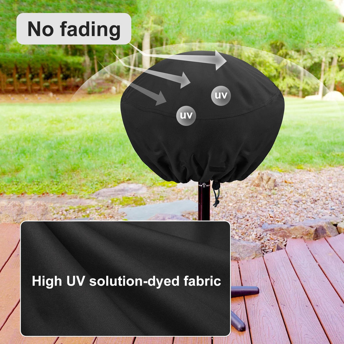 Close-up of NettyPro grill cover showing reinforced double stitching