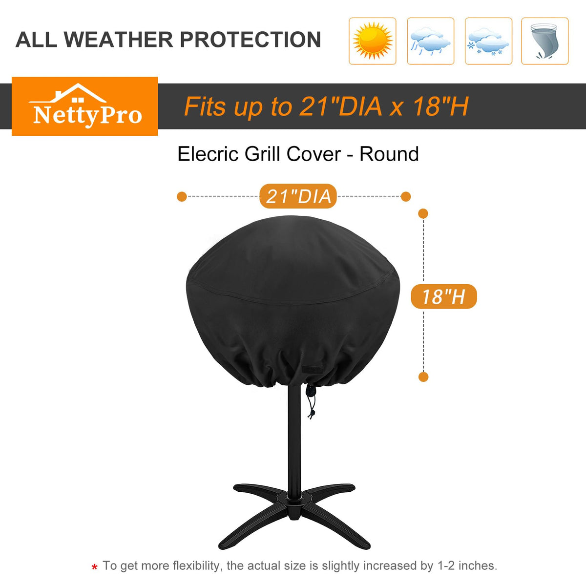 NettyPro grill cover being rinsed with a garden hose for easy cleaning