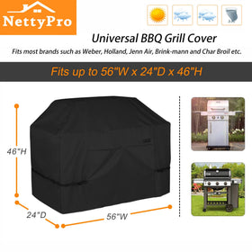 NettyPro grill cover 56 inches measurements guide helps verify compatibility.