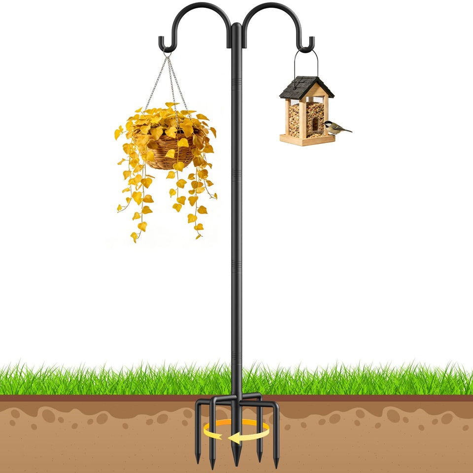 Netuaoo double-hooks outdoor bird feeder pole 92in for dual hanging