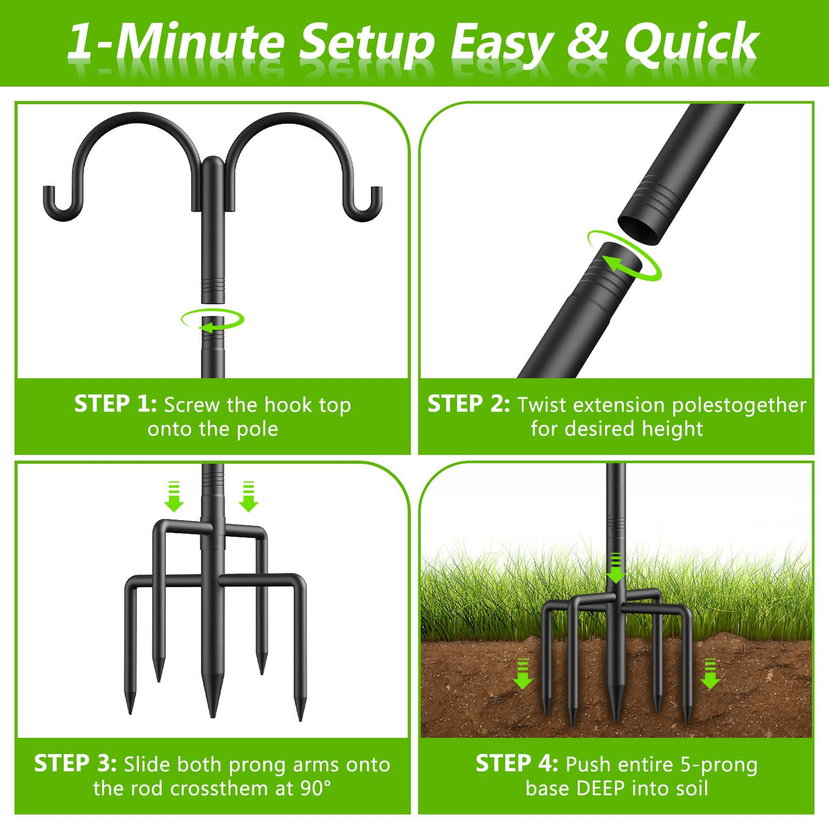 Netuaoo hang bird feeders and wind chimes with one pole