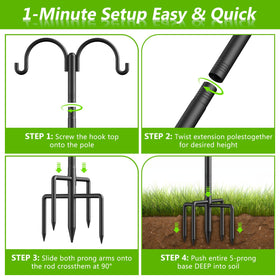 Netuaoo hang bird feeders and wind chimes with one pole