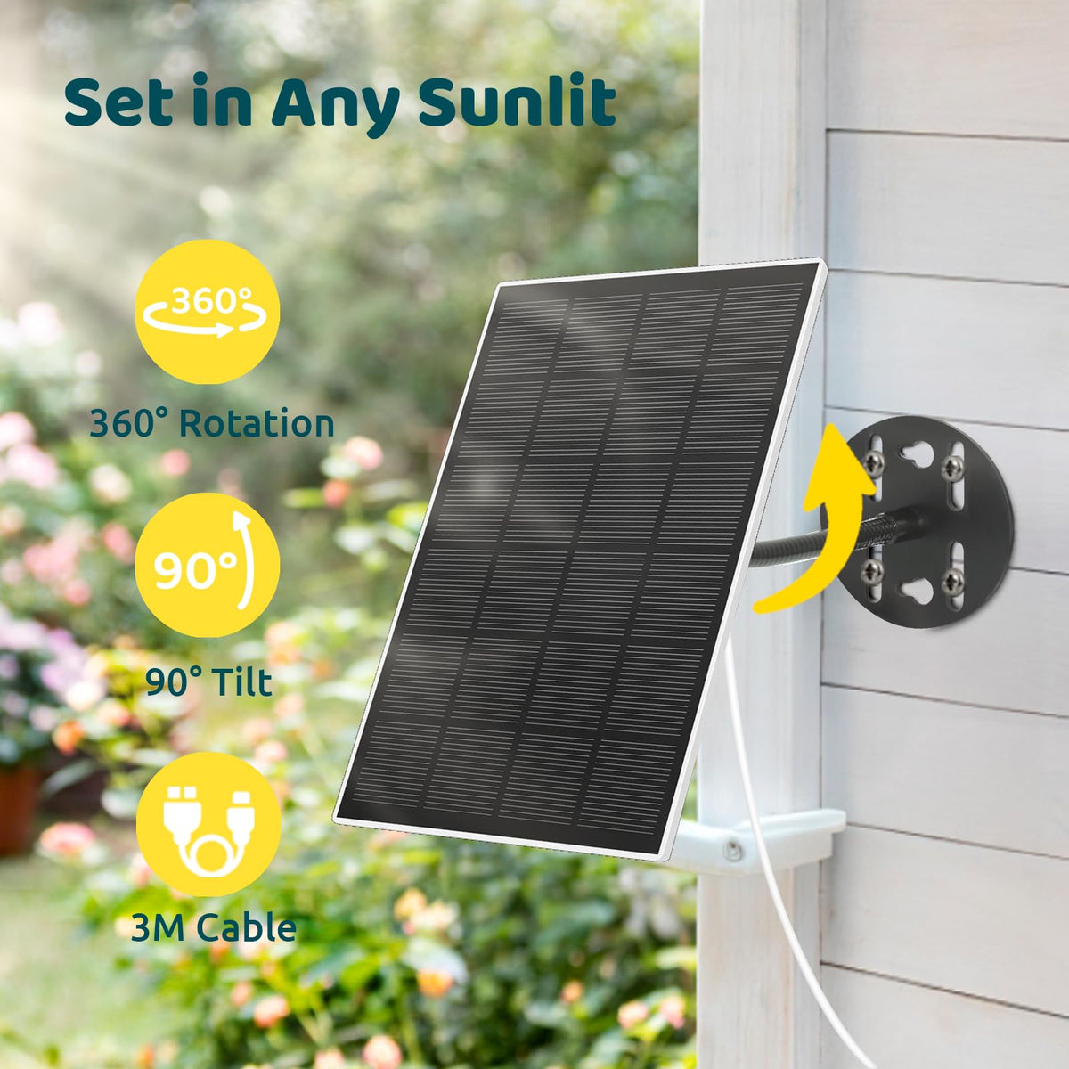 360-degree bracket enables precise sun exposure and easy angle adjustments.