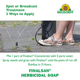 Neudorff Finalsan applied on brick and concrete surfaces for weed suppression.