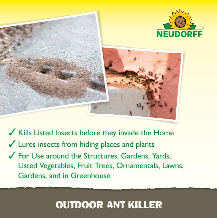 Neudorff spinosad-based formula bait attracts outdoor ants.