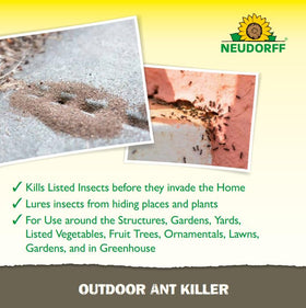 Neudorff spinosad-based formula bait attracts outdoor ants.