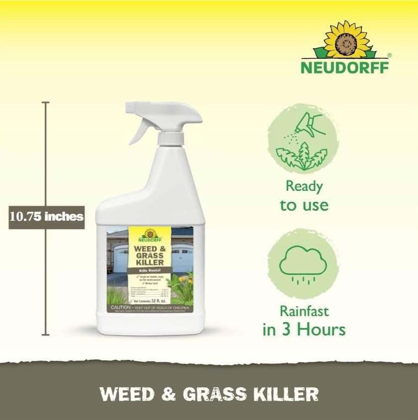 Neudorff Weed Killer rainfast in 3 hours protects treated areas from light rain.