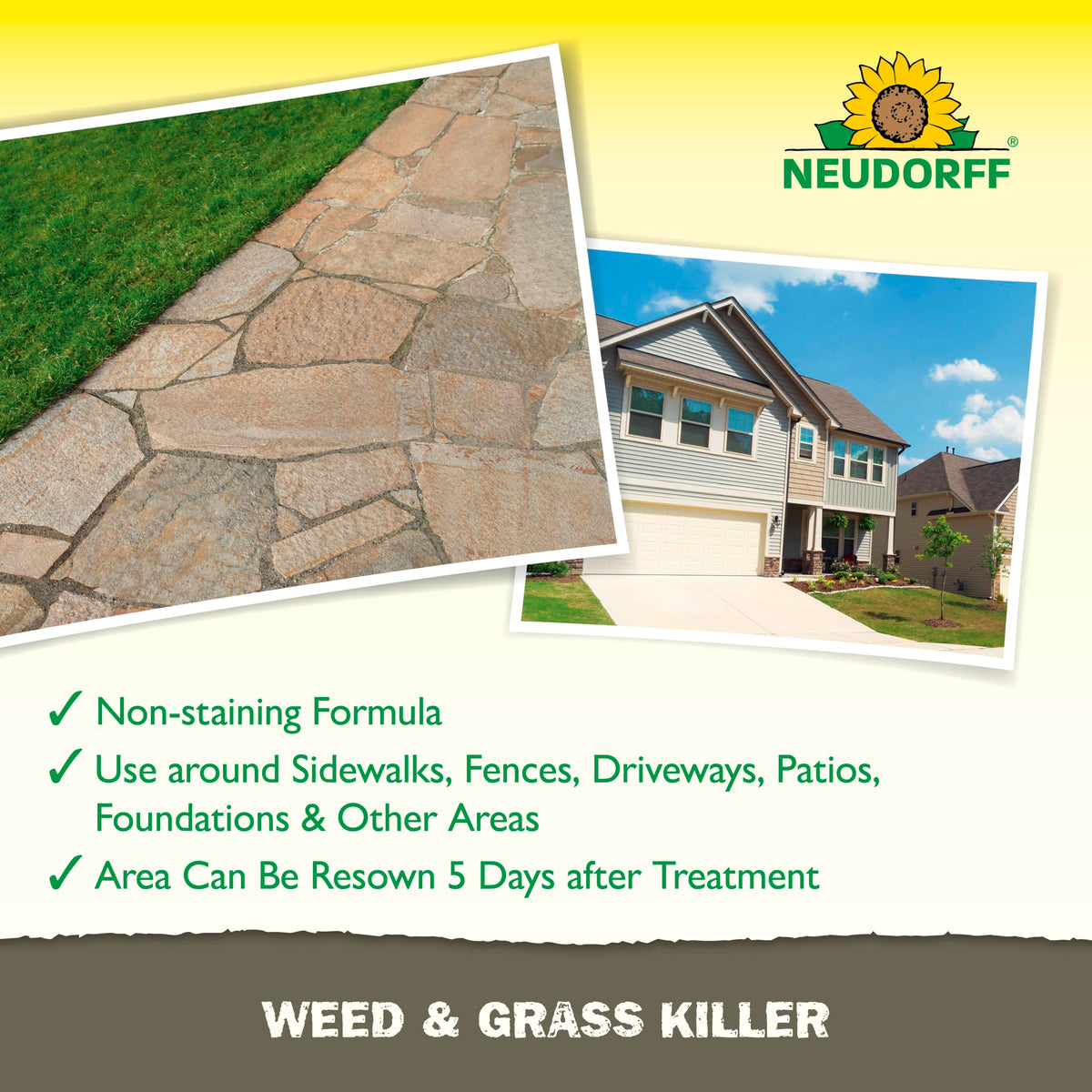 Neudorff Weed Killer roots and all delivering deep weed destruction.