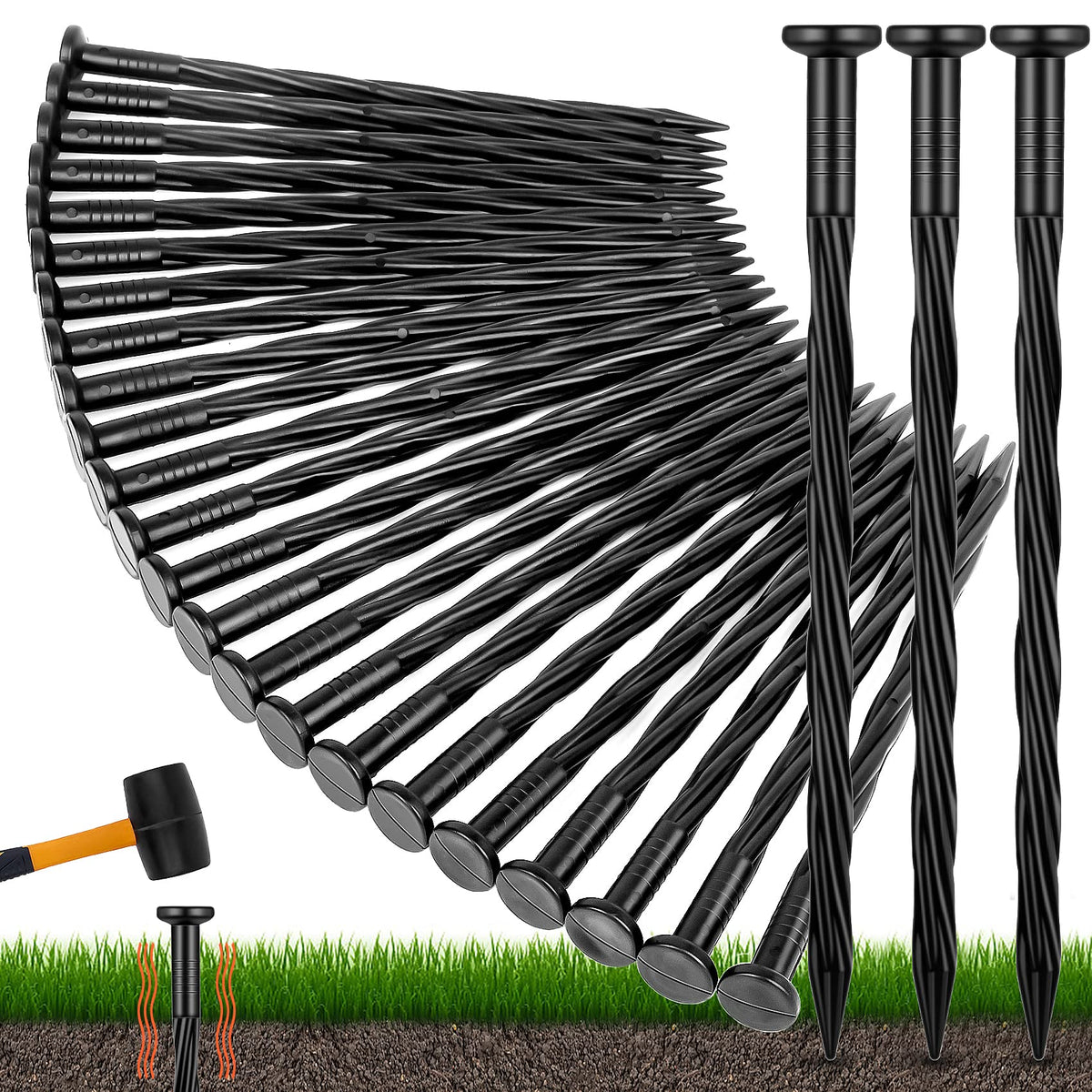 NEUERMOND 8-inch plastic landscape stake secures edging for clean lawn lines.