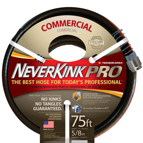 NeverKink 8844-75 PRO hose with crush-proof brass fittings for durable outdoor use.