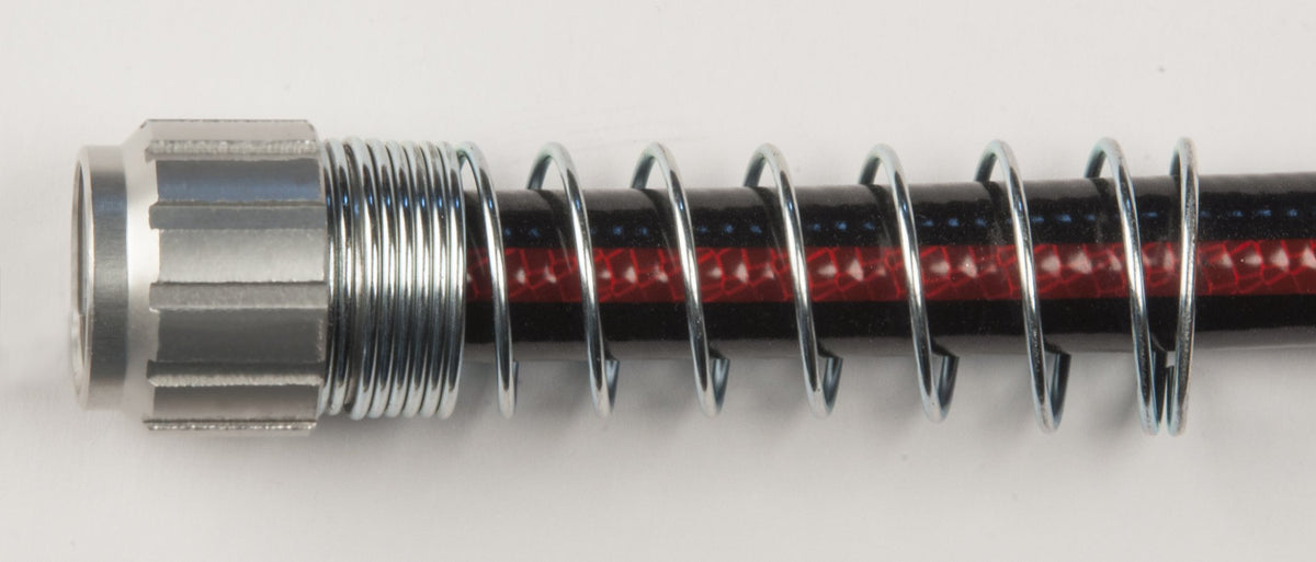 NeverKink 8844-75 PRO hose shows spring coil design resists kinks for easier watering.