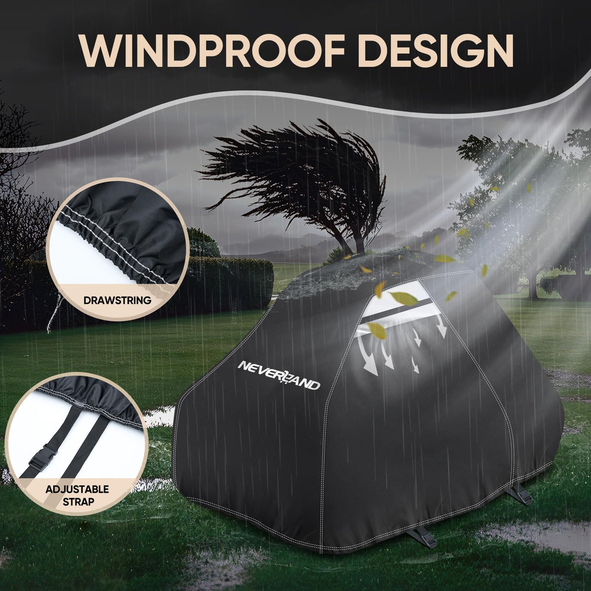 NEVERLAND mower cover with handle design for quick installation and removal